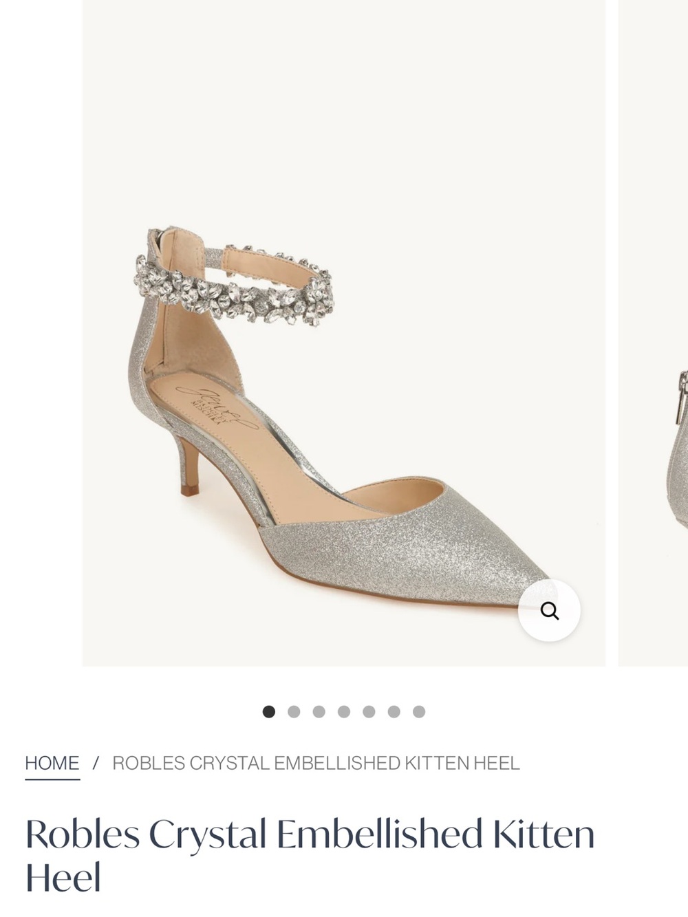 Crystal-Embellished Silver Kitten Heel